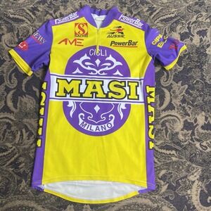 Vtg 90s Aussie Massi Milano Velo Cycling Jersey Yellow Mens Size S